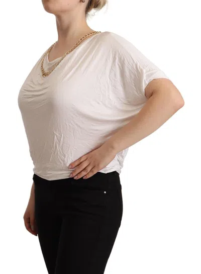 Guess By Marciano White Short Sleeves Gold Chain T-shirt Top In White