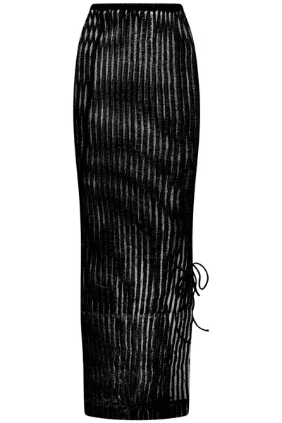 Shop A. Roege Hove Fitted Long Skirt In Rigid Organic Cotton And Rib Knit In Black