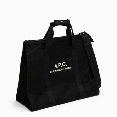 Shop Apc Classic Black Cotton Shopping Handbag For Men