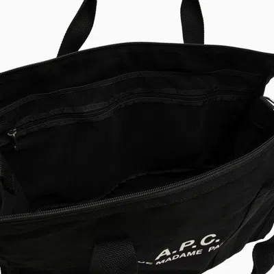 Shop Apc Classic Black Cotton Shopping Handbag For Men