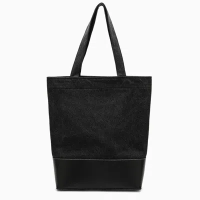 Shop Apc Medium Black Cotton Tote Handbag For Men With Logo Print