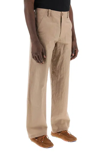 Shop Apc Men's Lightweight Crepe Pants With Wide Leg In Brown