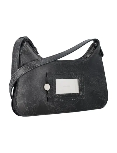 Shop Acne Studios Black Mini Shoulder Handbag With Zip Fastening And Decorative Mirror