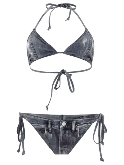 Shop Acne Studios Blue Printed Bikini Set For Women In Navy