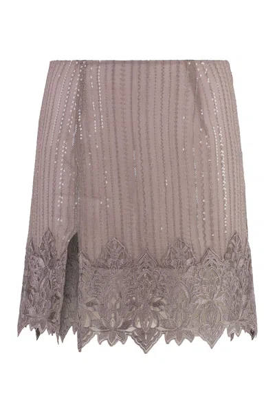 Shop Acne Studios Elegant Turtledove Sequined Mini-skirt For Women In Beige