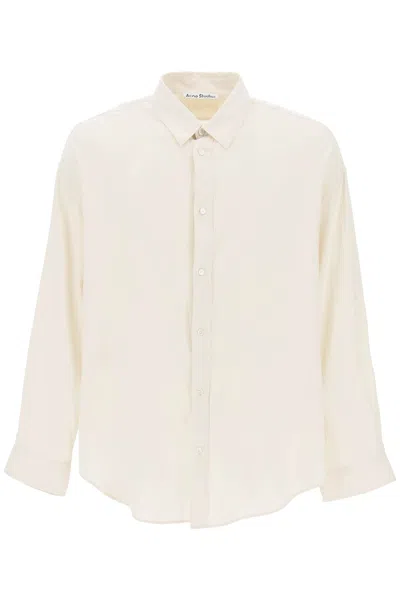 Shop Acne Studios Men's Oversized Cotton Shirt In Neutral For Ss24 In Grey