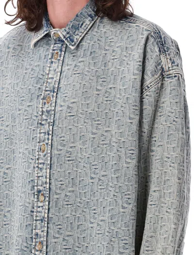 Shop Acne Studios Monogram Denim Shirt In Blue