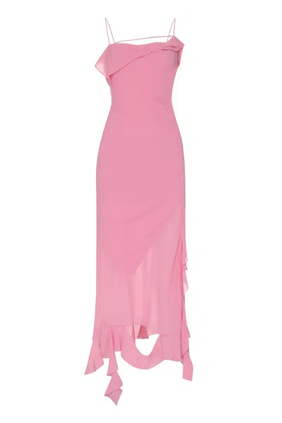 Shop Acne Studios Sophisticated Pink Draped Dress With Asymmetric Hem