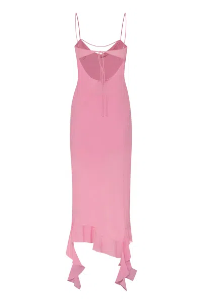 Shop Acne Studios Sophisticated Pink Draped Dress With Asymmetric Hem