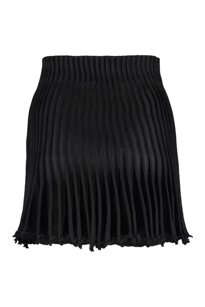 Shop Alaïa Black Pleated Knit Skirt For Women