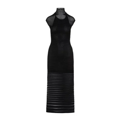 Shop Alaïa Elegant Black Viscose Long Dress For Women