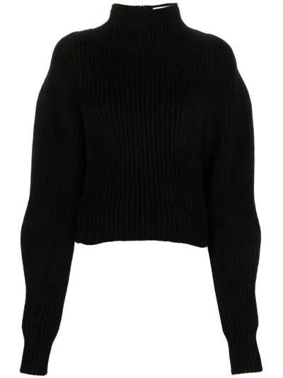Shop Alaïa Feminine Black High Neck Knitwear For Fall 2024