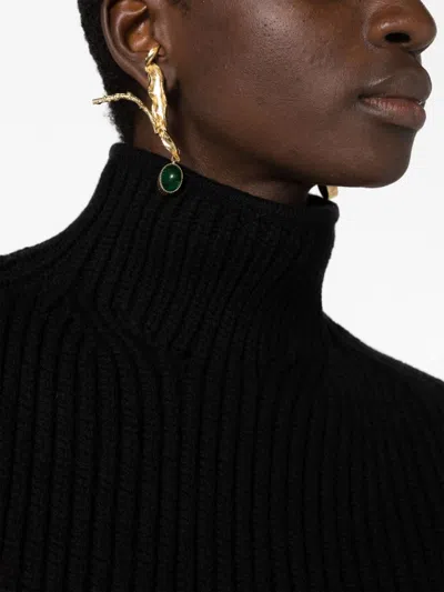 Shop Alaïa Feminine Black High Neck Knitwear For Fall 2024