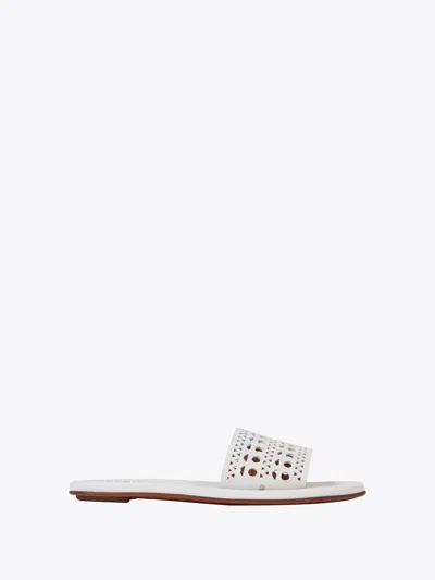 Shop Alaïa Elegant Flat Sandals For Women In White