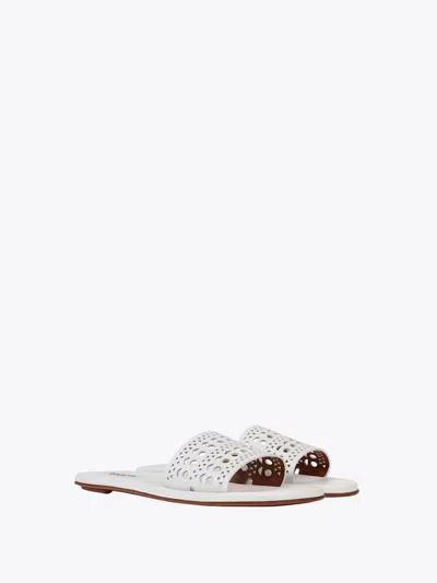 Shop Alaïa Elegant Flat Sandals For Women In White
