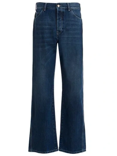 Shop Alexander Mcqueen Loose Fit Blue Cotton Jeans For Men