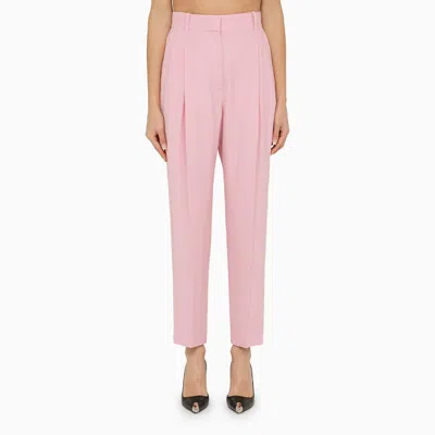 Shop Alexander Mcqueen Pink Regular Pleat Trousers For Women