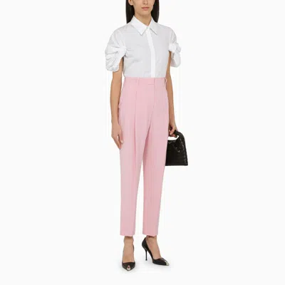 Shop Alexander Mcqueen Pink Regular Pleat Trousers For Women