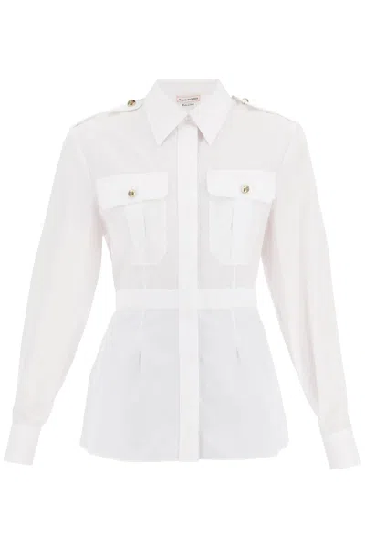 Shop Alexander Mcqueen White Pleated Cotton Shirt For Women