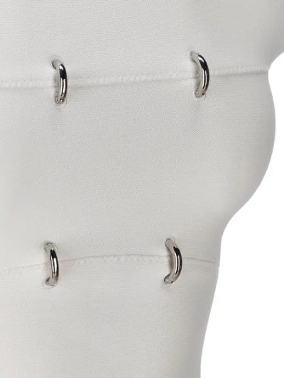 Alexander Mcqueen White Off-the-shoulders Mini Dress With D Rings In Viscose Blend Knit Woman In White