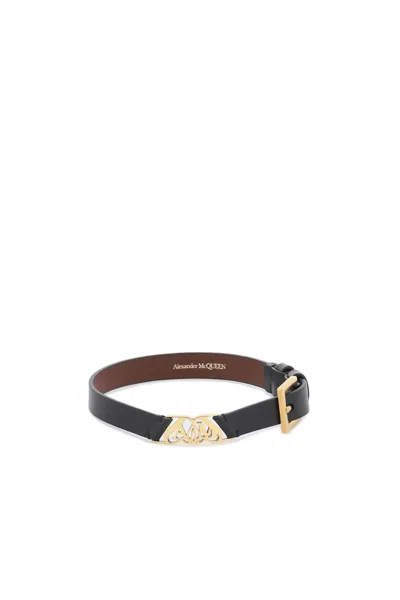 Shop Alexander Mcqueen Adjustable Double Bracelet With Gold Metal Seal Logo In Mixed Colours In Multicolor