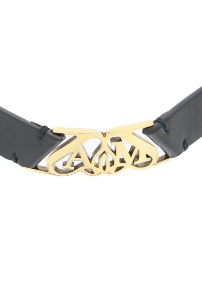 Shop Alexander Mcqueen Adjustable Double Bracelet With Gold Metal Seal Logo In Mixed Colours In Multicolor