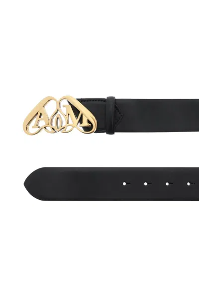 Shop Alexander Mcqueen Black Eco Brass Seal Belt For Women