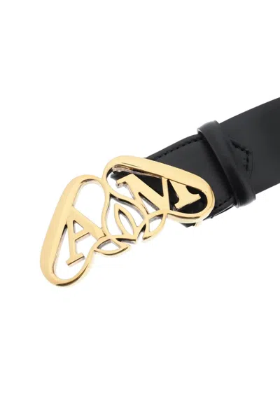 Shop Alexander Mcqueen Black Eco Brass Seal Belt For Women