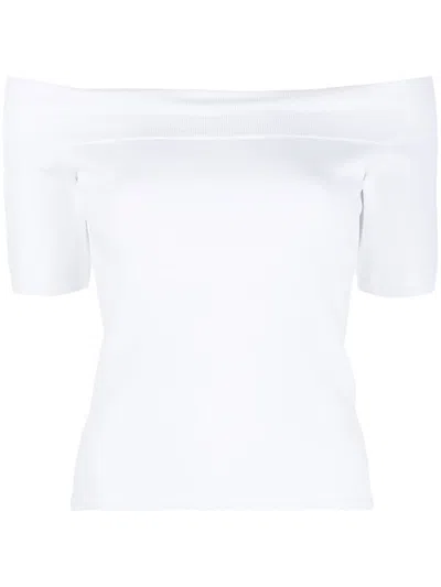 Shop Alexander Mcqueen Elegant Off-shoulder Top In Optical White