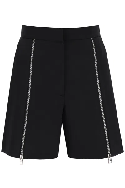 Shop Alexander Mcqueen High-waisted Wool Shorts With Front Zippered Gussets In Black