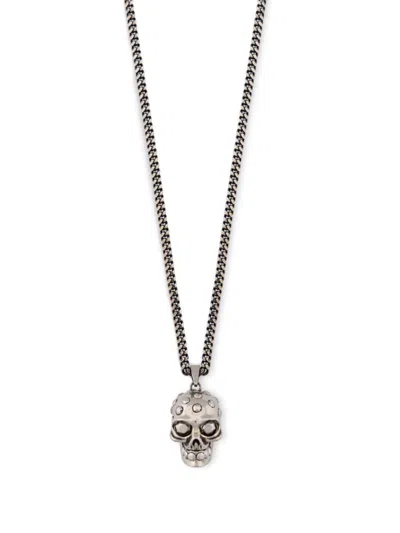 Shop Alexander Mcqueen Iconic Men's Skull Necklace In Silver In Gray