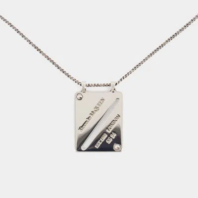 Shop Alexander Mcqueen Identity Tag Necklace In Silver