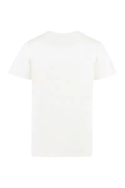 Shop Alexander Mcqueen Ivory Ribbed Logo Cotton T-shirt For Women
