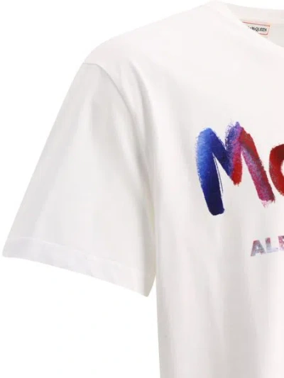 Shop Alexander Mcqueen Men's White Ribbed Cotton T-shirt For Fw23 In White Mix