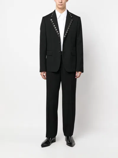 Shop Alexander Mcqueen Eyelet Rever Jacket In Black