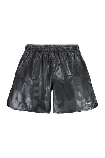 Shop Alexander Mcqueen Men's Black Nylon Swim Shorts For Fw23