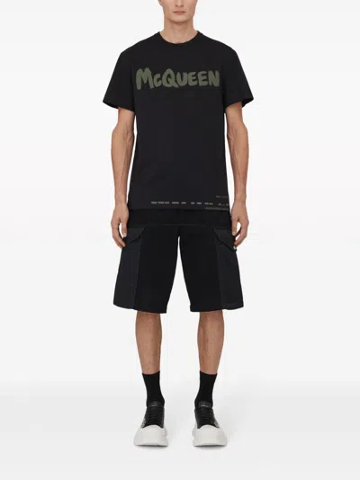 Shop Alexander Mcqueen Men's Graffiti Cotton T-shirt In Black