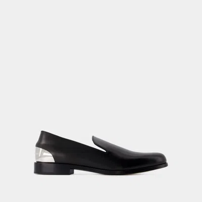 Shop Alexander Mcqueen Men's Metal Heel Loafers For Ss24 In Black