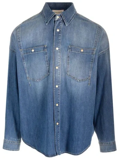 Alexander Mcqueen Sophisticated And Stylish Blue Denim Shirt In Blue