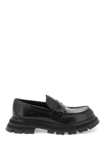 Shop Alexander Mcqueen Sophisticated And Edgy Brushed Leather Loafers For Women In Black