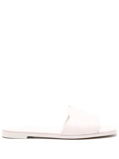 Shop Alexander Mcqueen Square Toe Pink Leather Sandals For Women In Black
