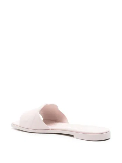 Shop Alexander Mcqueen Square Toe Pink Leather Sandals For Women In Black