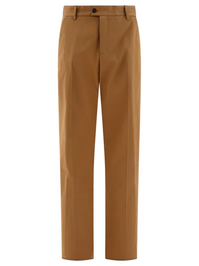 Shop Alexander Mcqueen Men's Tailored Trousers With Back Logo In Brown For Fw24