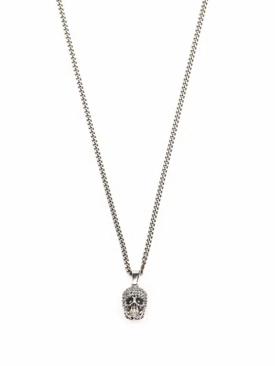 Shop Alexander Mcqueen The Knuckle Skull Necklace In Grey