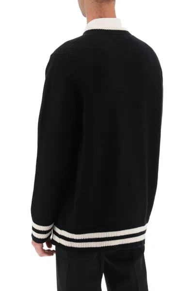 Shop Alexander Mcqueen Versatile And Edgy: Black Varsity Sweater With Skull Motif For Men