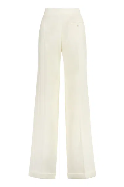 Shop Alexander Mcqueen White Wide-leg Trousers For Women – Ss23 Collection In Ivory