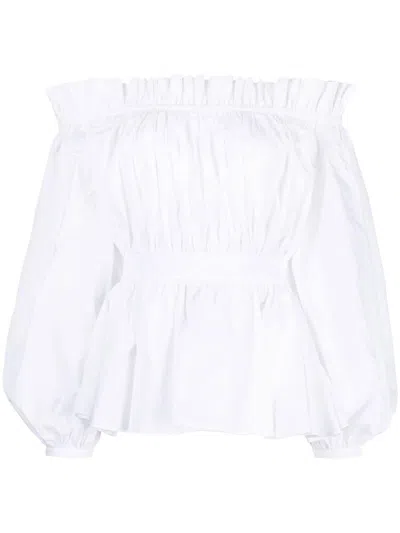 Shop Alexander Mcqueen Women's White Cotton Top For Ss23 Season