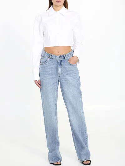 Shop Alexander Wang Cropped White Structured Shirt In 100% Organic Cotton
