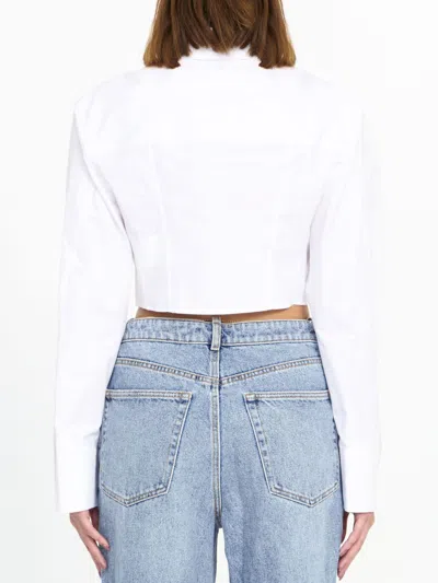 Shop Alexander Wang Cropped White Structured Shirt In 100% Organic Cotton