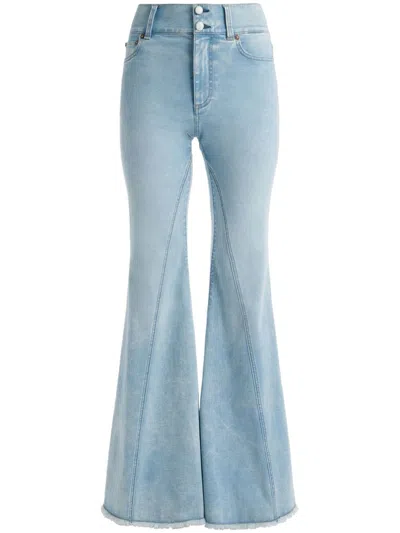 Shop Alice And Olivia Light Blue High-rise Wide Leg Denim Jeans For Women In Navy